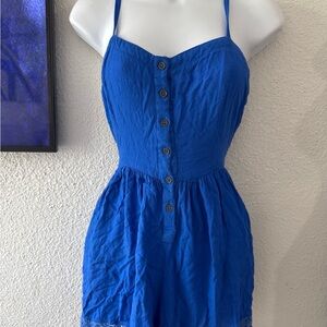 Blue Button-Front Romper